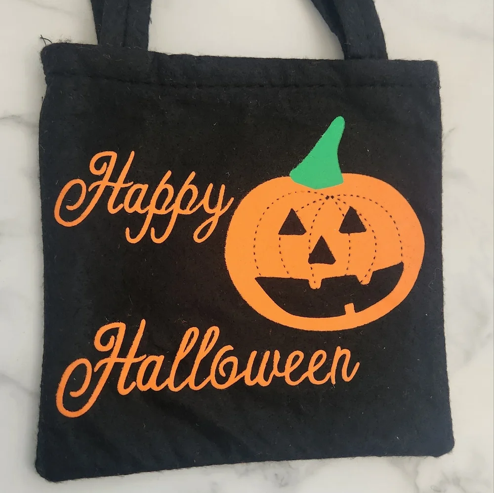 Halloween Pumpkin Black Tote Bag - Picture 3 of 9